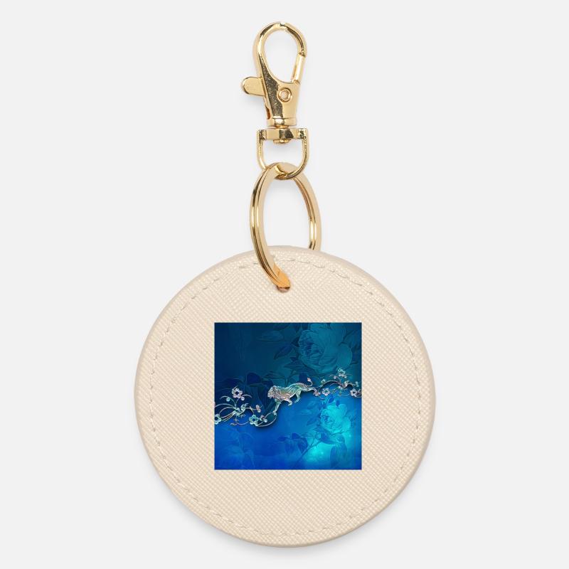 Elegant floral design - Round Keyring - oyster