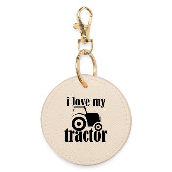 i love my tractor Symbol Farmer Farmer Farmer - Round Keyring - oyster - Front