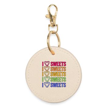 Déclaration du cœur J’aime les bonbons Avec une dent sucrée - Porte-clés rond - huître - Devant