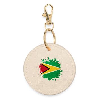 Guyana Flagge Klecks - Runder Schlüsselanhänger - Auster - Vorne