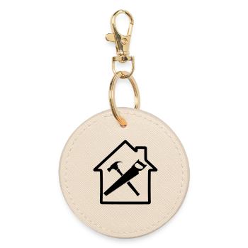 Carpenter tool logo house building - Round Keyring - oyster - Front