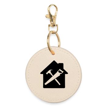 Carpenter tool logo house building - Round Keyring - oyster - Front