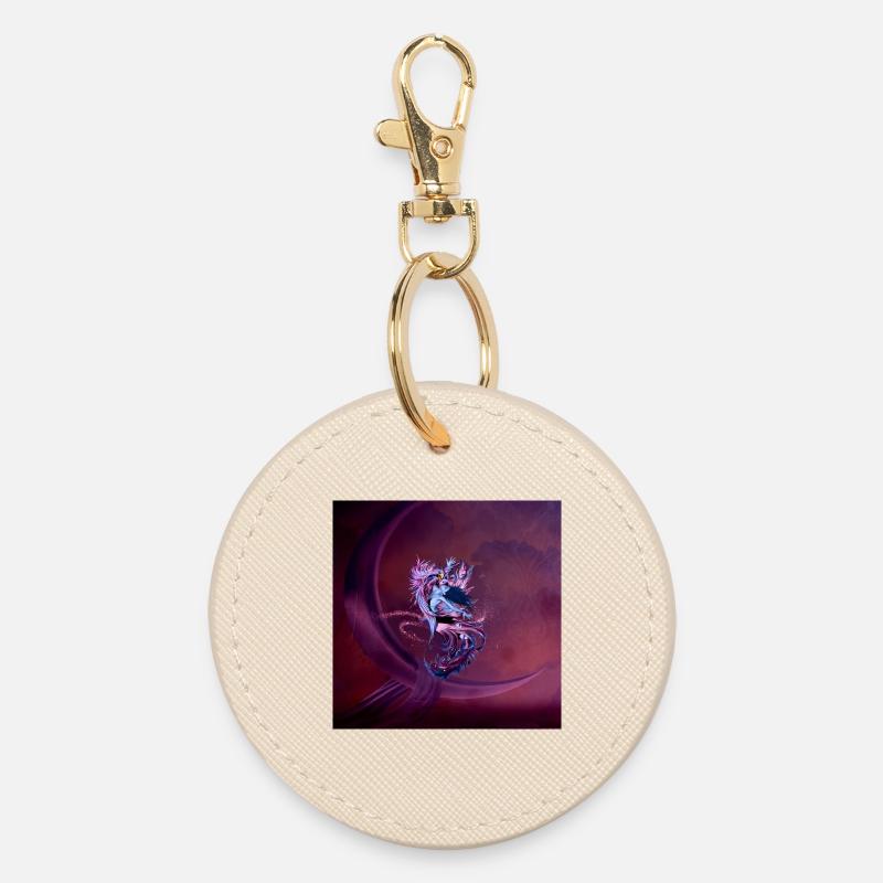 Fly with a fantasy bird - Round Keyring - oyster