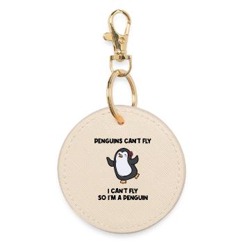 Animal Bird Humorous Penguin Sweet Statement - Round Keyring - oyster - Front