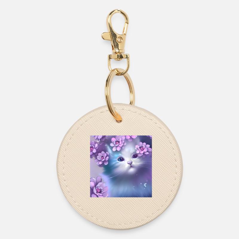 Cute kitten - Round Keyring - oyster