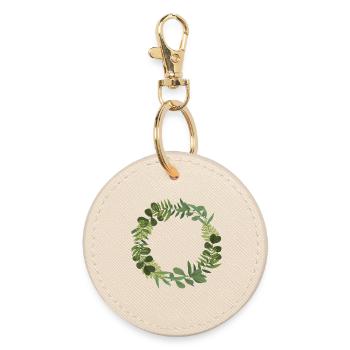 Couronne verte de feuilles - Porte-clés rond - huître - Devant