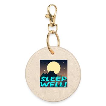 SLEEP WELL - CATS LANDSCAPE - FULL MOON - Round Keyring - oyster - Front