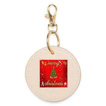 merry christmas version 2 - Round Keyring - oyster - Front