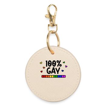 Right-wing gay statement Lgbt bisexual - Round Keyring - oyster - Front