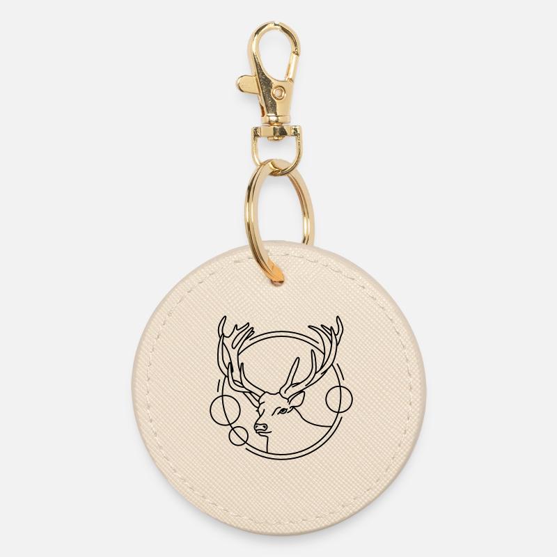 Cerf en forme géométrique - Conception d’art au trait - Porte-clés rond - huître