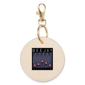 Deejay Operator Fader Design - Round Keyring - oyster - Front
