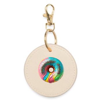 Bunte Donut Vibes - Runder Schlüsselanhänger - Auster - Vorne
