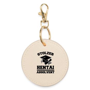 Nerdy Manga Anime Japan Kanji Japanese Statement - Round Keyring - oyster - Front