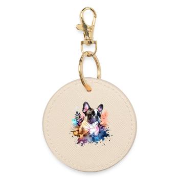 Bouledogue français - Porte-clés rond - huître - Devant