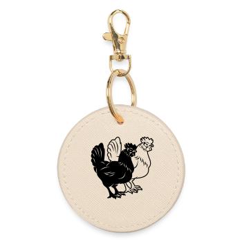 Chickens black and white - Round Keyring - oyster - Front