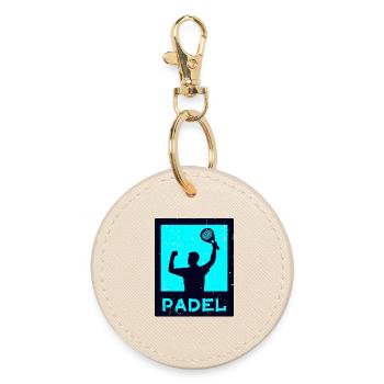 Tennis Padel Player Padel Coach Racket - Round Keyring - oyster - Front