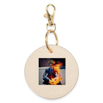 Burning Man 01 - Round Keyring - oyster - Front