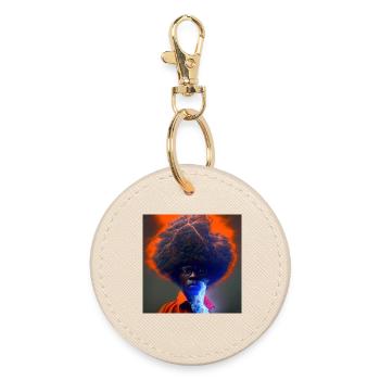 elektrik portrait - Afro Lightning and Lightning - Round Keyring - oyster - Front