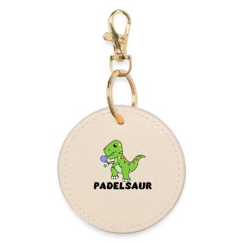 Balls Saying Player Padel Game Padel Racket - Round Keyring - oyster - Front