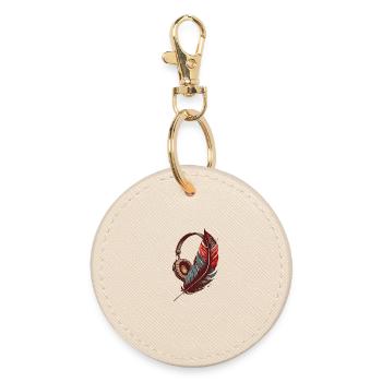 Conception de casque ancien avec stylo, mélomanes - Porte-clés rond - huître - Devant