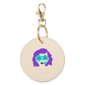 Mrs. Tear Flowers vintage graphic - Round Keyring - oyster - Front