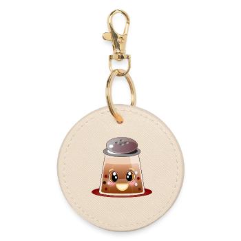 Kawaii Pepper - Peppercorns - Pepper Shakers - Round Keyring - oyster - Front