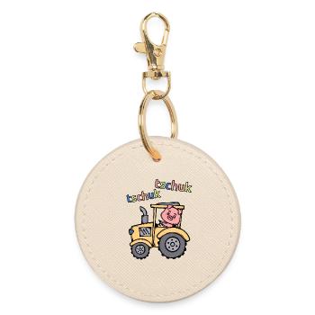Tractor Farming Saying Agricultural Machinery Farmer - Round Keyring - oyster - Front
