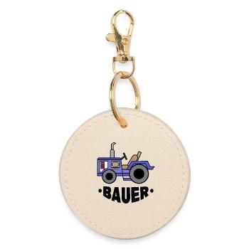 Landmaschinen Spruch Bauer Traktor Nutzfahrzeug - Runder Schlüsselanhänger - Auster - Vorne