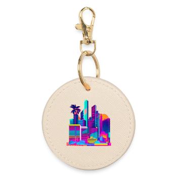 80s Skyline - Round Keyring - oyster - Front