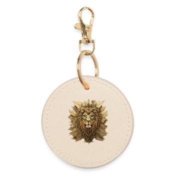 Autumn Leaf Lion Portrait - Round Keyring - oyster - Front