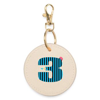 BLUE PEN THREE NUMBER 3 THIRD GRADERS - Round Keyring - oyster - Front