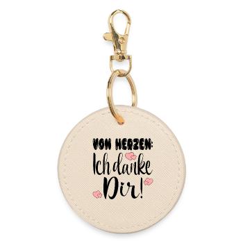 Dankeschön Von Herzen - Danke sagen Sprüche - Runder Schlüsselanhänger - Auster - Vorne