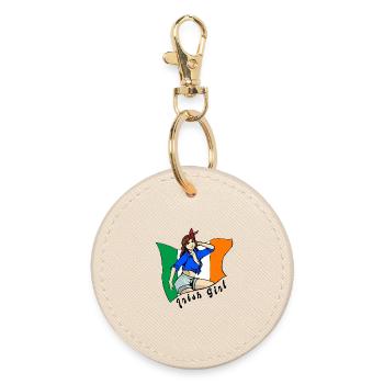 Irish girl flag design - Round Keyring - oyster - Front