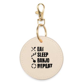 Banjo player daily routine - Round Keyring - oyster - Front