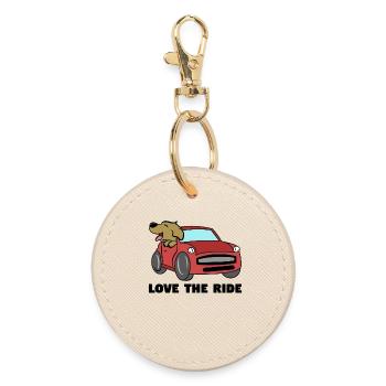 Dog Statement Stuffed Animal Pets Favorite Animal - Round Keyring - oyster - Front