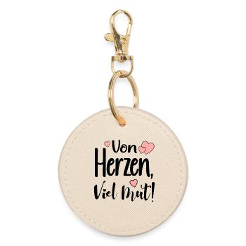 VON HERZEN - VIEL MUT SPRÜCHE - Runder Schlüsselanhänger - Auster - Vorne