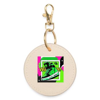Neon Sneaker Pop Art - Runder Schlüsselanhänger - Auster - Vorne