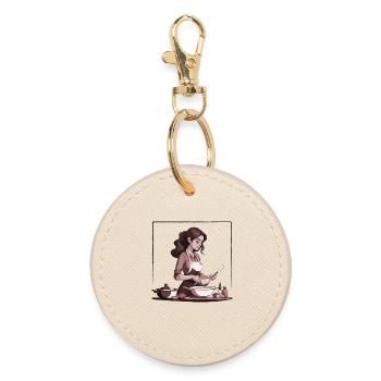 femme cuisinant des aliments | Femme cuisinant modifiée - Porte-clés rond - huître - Devant
