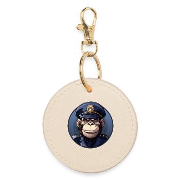 Monkey Policewoman - Round Keyring - oyster - Front