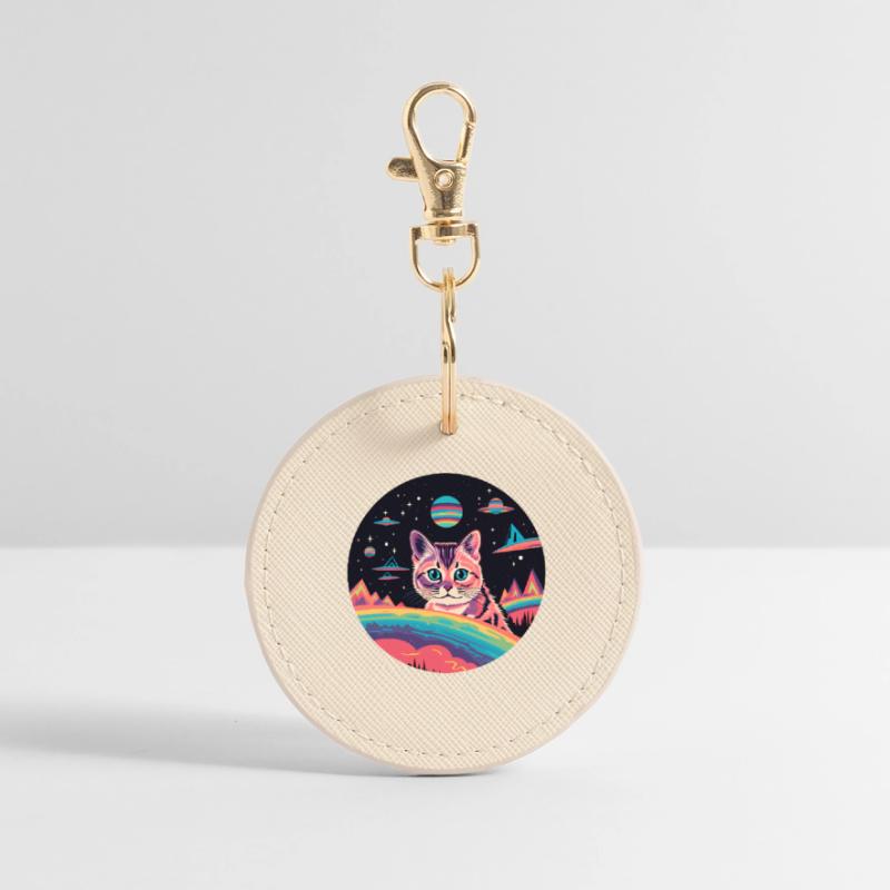Chat avec des ovnis dans l’espace Porte-clés rond