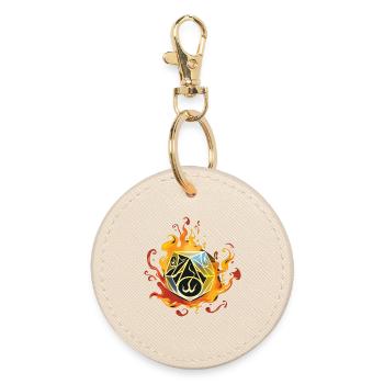 W20 Silhouette In Flames Fantasy RPG Shirt - Round Keyring - oyster - Front