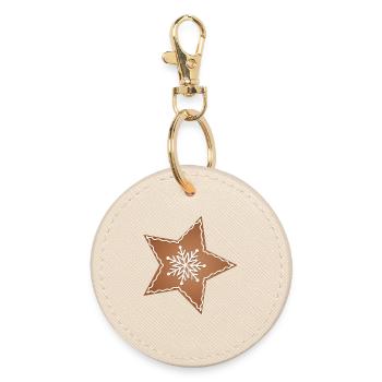 beautiful gingerbread star for christmas - Round Keyring - oyster - Front