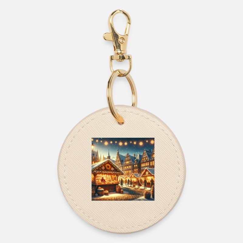 Weihnachtsmarkt - Runder Schlüsselanhänger - Auster