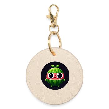 Watermelon with eyes in comic style - Round Keyring - oyster - Front