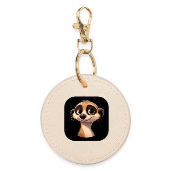 Suricate tête bande dessinée Portrait - Porte-clés rond - huître - Devant