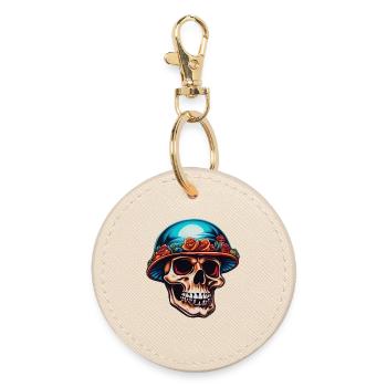 Totenkopf mit Pilzhut - Runder Schlüsselanhänger - Auster - Vorne