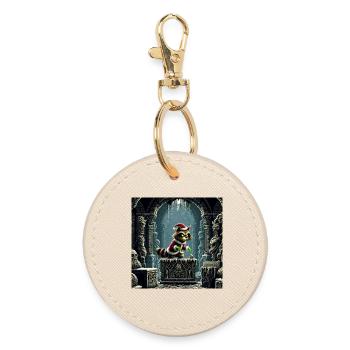 Winter Cat in Dungeon Magic - Round Keyring - oyster - Front