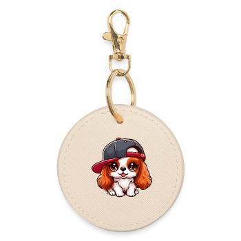 Cavalier King Charles Dog Cute Dog - Round Keyring - oyster - Front