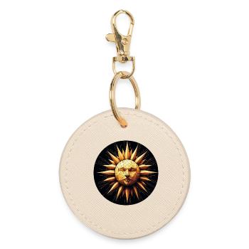 Polygone visage soleil or - Porte-clés rond - huître - Devant