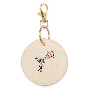 Saxophonist Music Butterflies Street Art Style - Round Keyring - oyster - Front